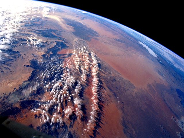 Discovery crew picture, over the Sahara and Algeria, Christmas 1999.